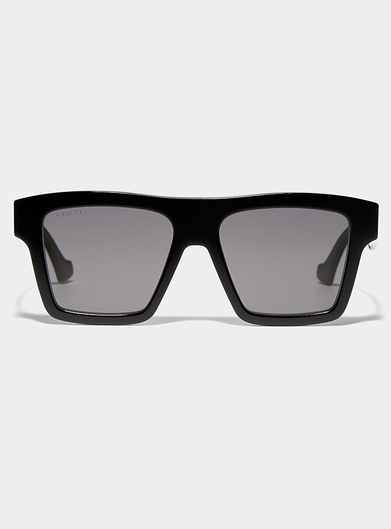Gucci: Les lunettes de soleil carrées bicolores Noir pour homme