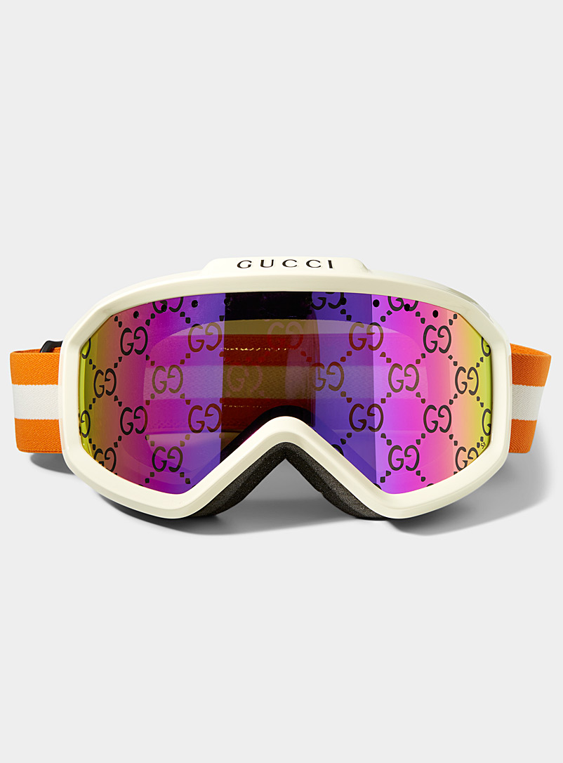 Gucci Ivory White Signature elastic ski goggles for men