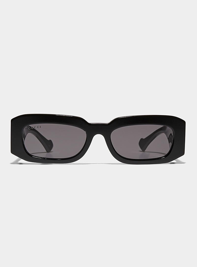 Gucci: Les lunettes de soleil rectangulaires branches XL Noir pour homme