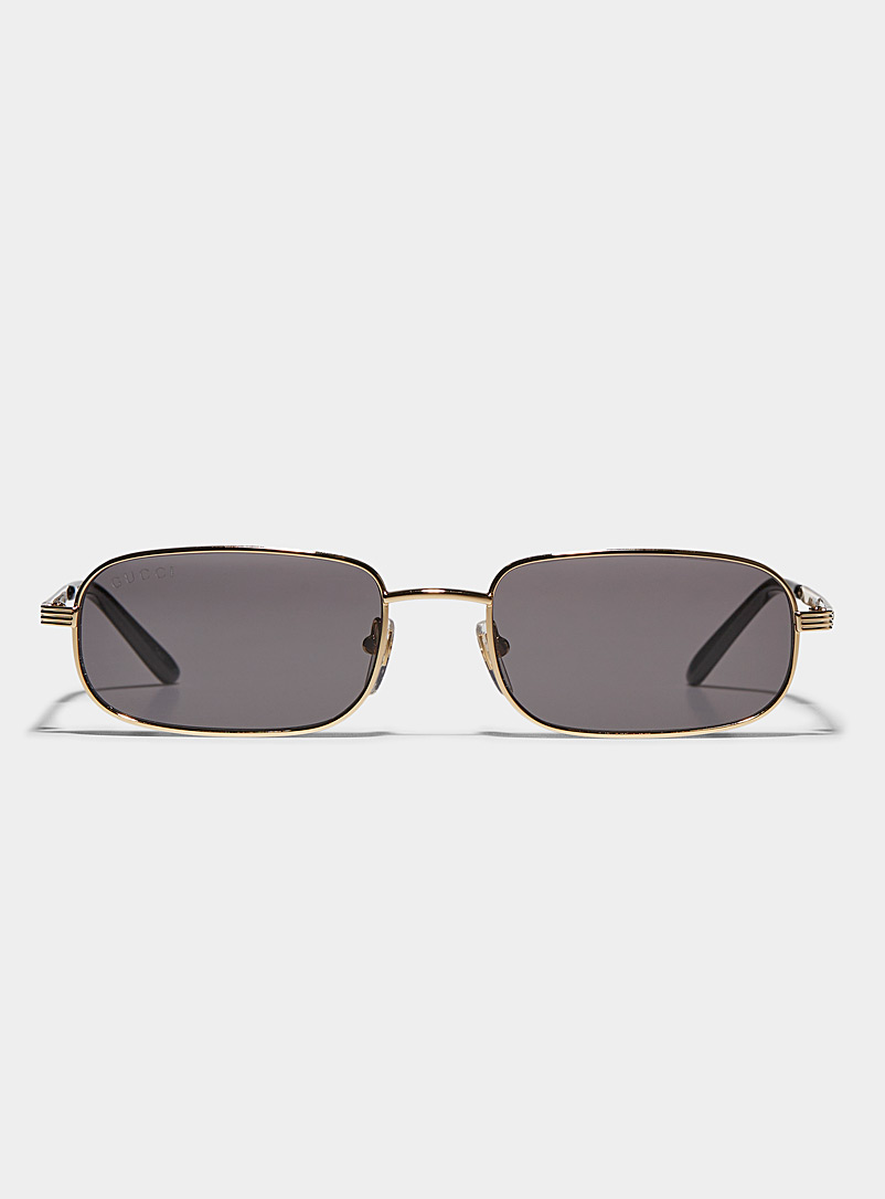 Gucci: Les lunettes de soleil dorées profilées Noir pour homme
