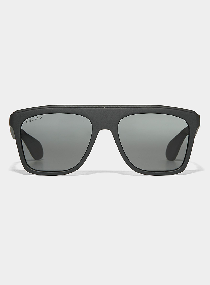 Gucci: Les lunettes de soleil rectangulaires signature ajourée Noir pour homme