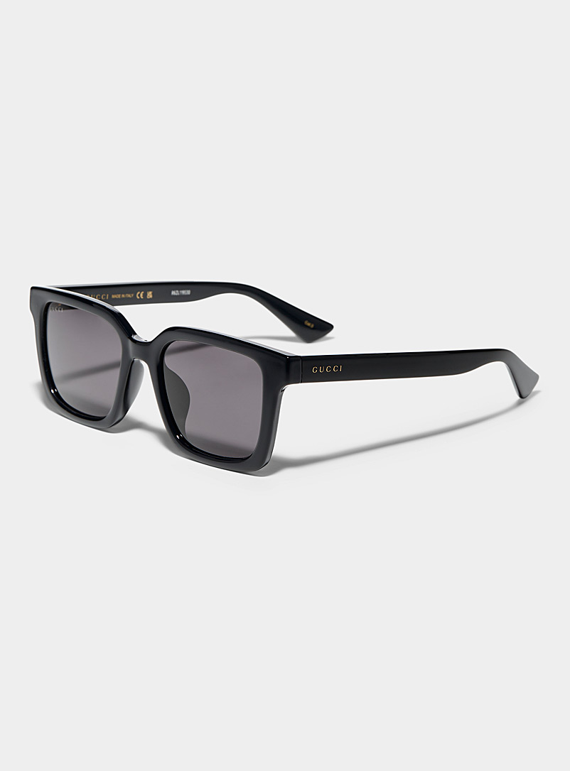 Gucci: Les lunettes de soleil carrées monochromes Noir pour homme