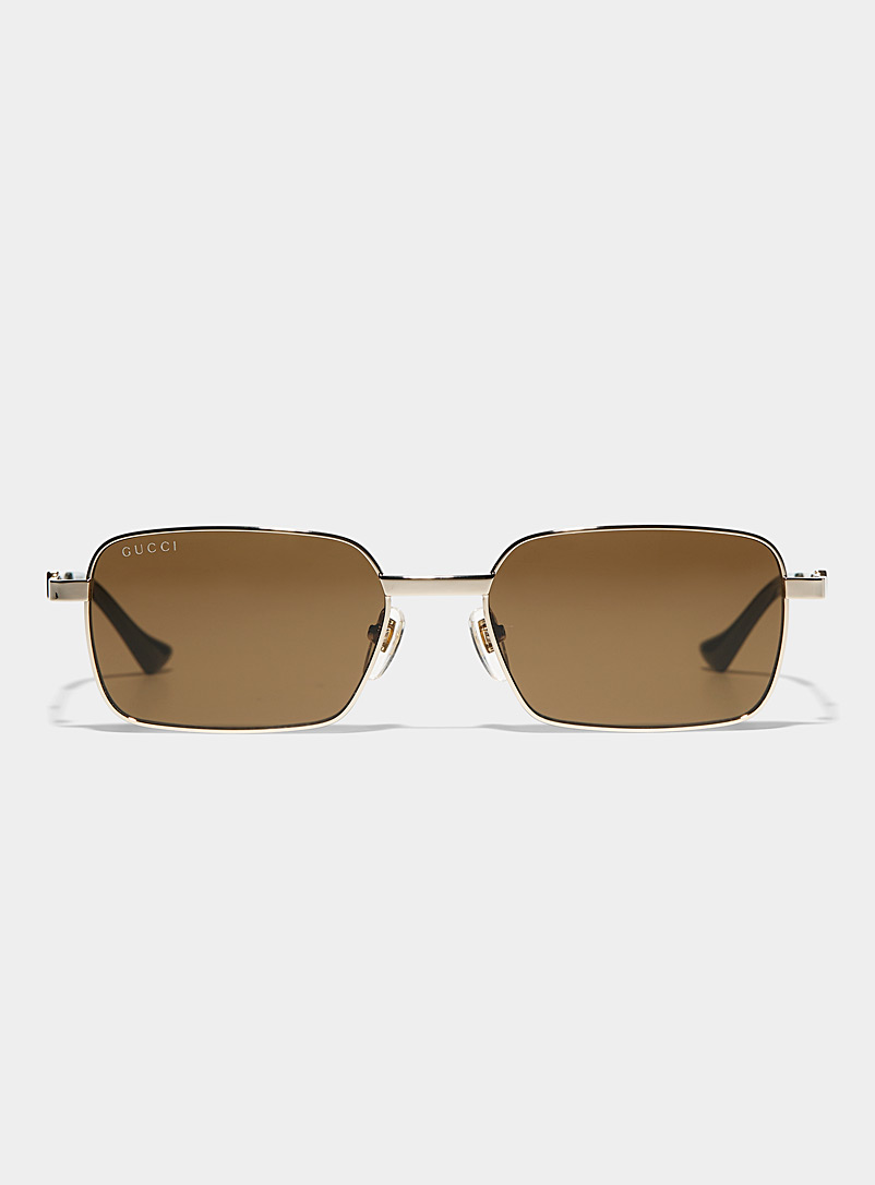 Gucci: Les lunettes de soleil métalliques profilées Jaune doré pour homme