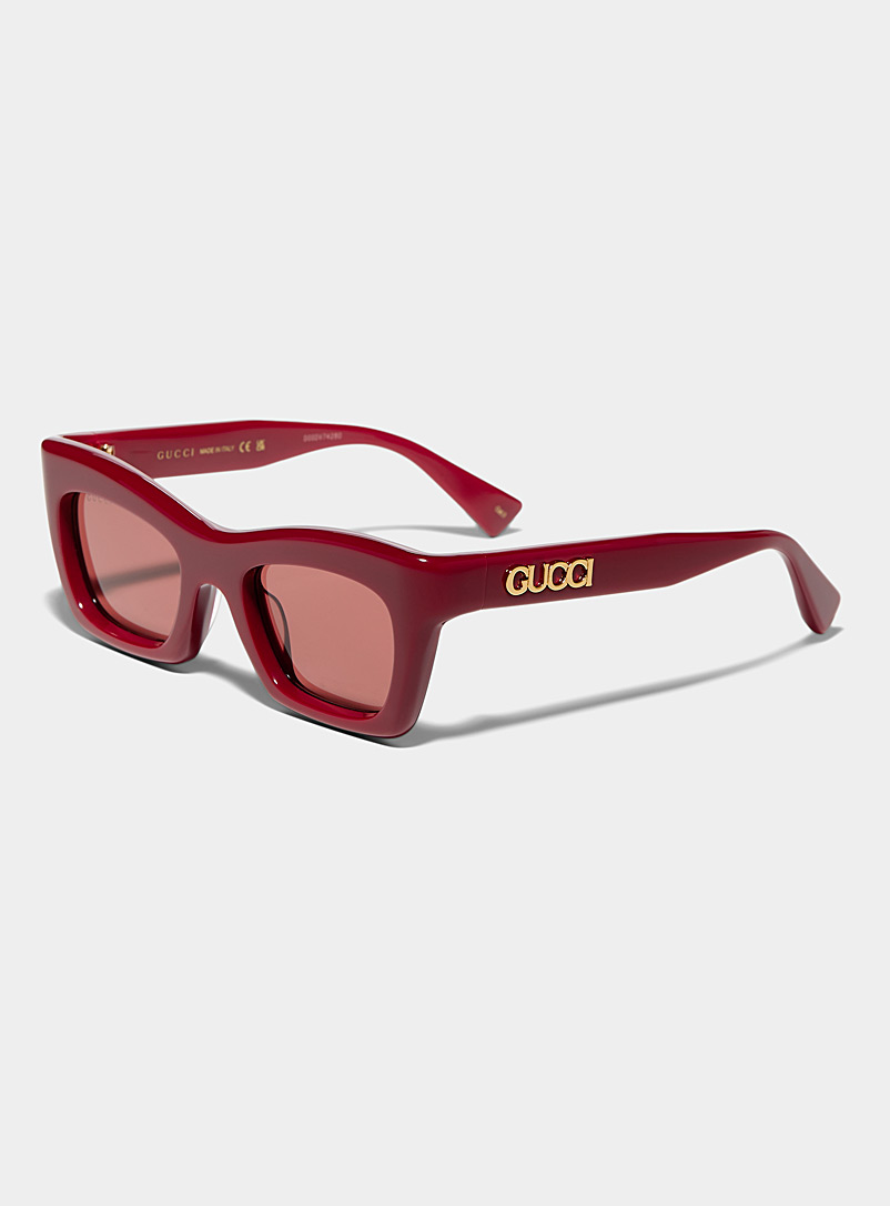 Gucci: Les lunettes de soleil œil de chat bordeaux Bourgogne pour homme