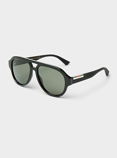 Rounded acetate aviator sunglasses