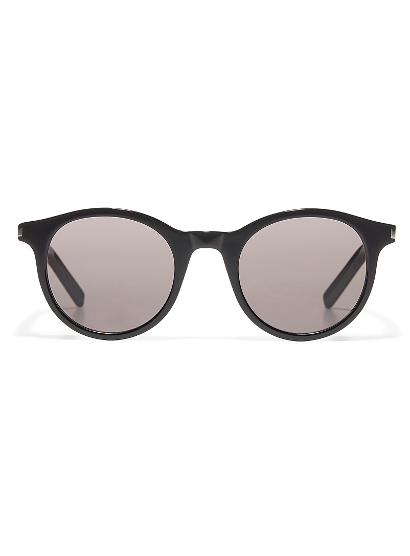 Saint Laurent Black Glossy black rounded sunglasses for men
