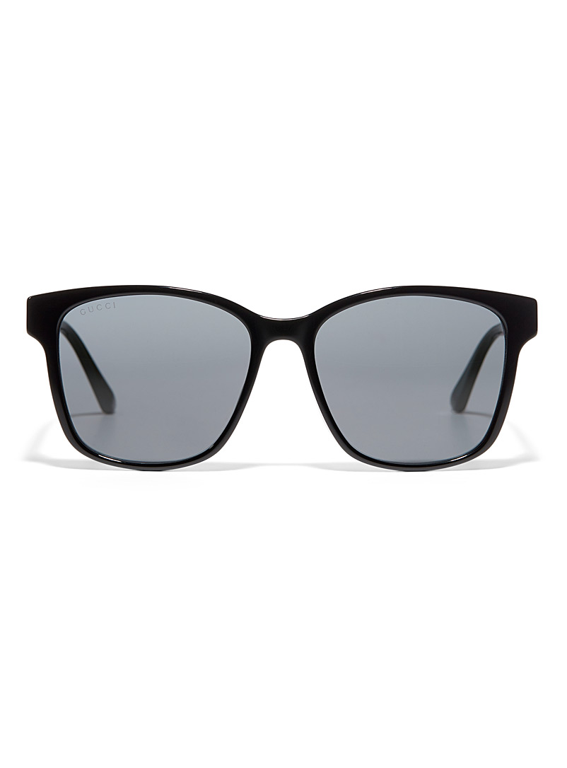 Gucci: Les lunettes de soleil carrées branches rayées Noir pour homme
