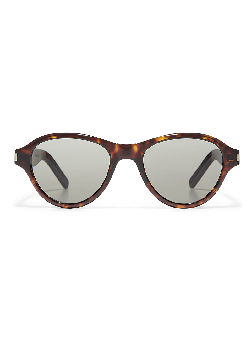 Saint Laurent Brown Tortoiseshell round sunglasses for men