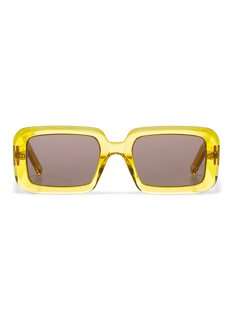 Saint Laurent Bright Yellow Transparent yellow square sunglasses for men