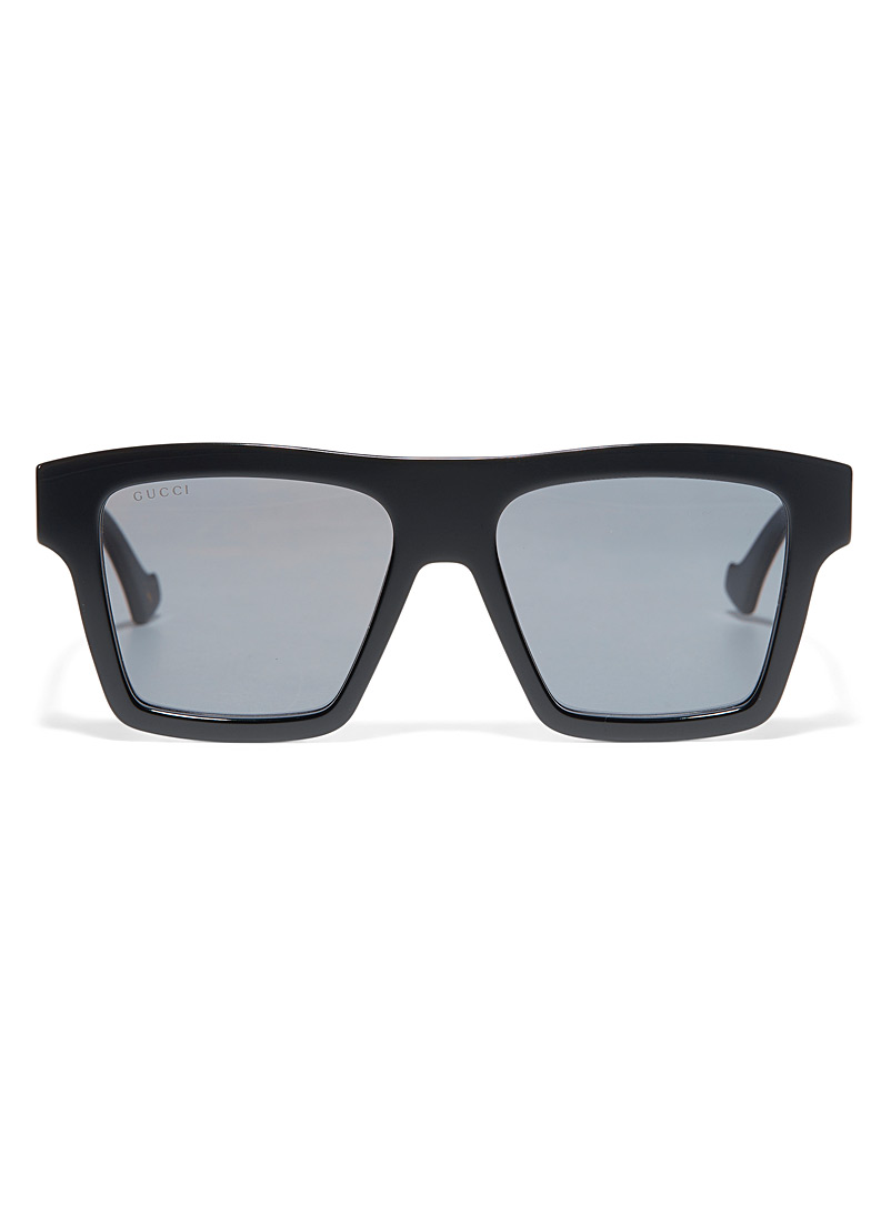 Gucci: Les lunettes de soleil carrées noires Noir pour homme