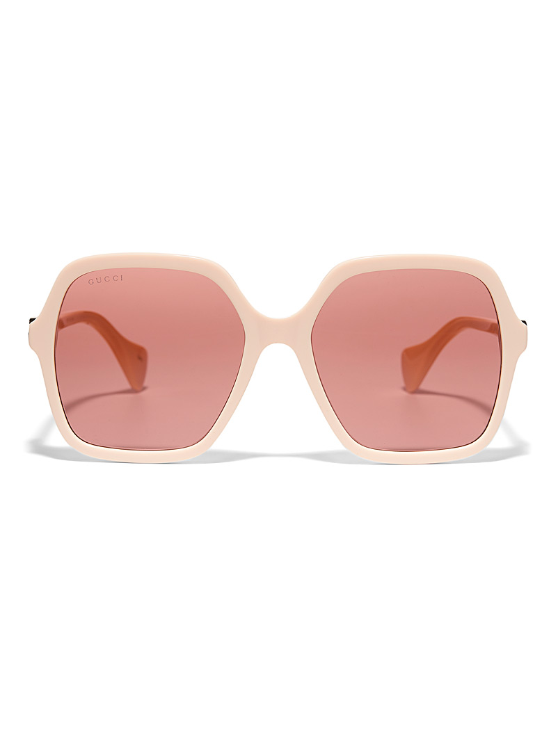 Gucci: Les lunettes de soleil carrées imposantes Vieux rose pour femme