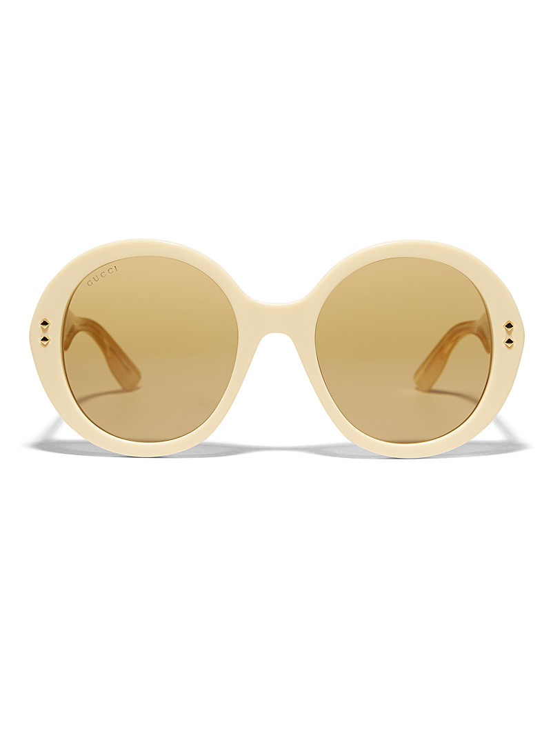 Gucci Cream Beige Bold round sunglasses for women