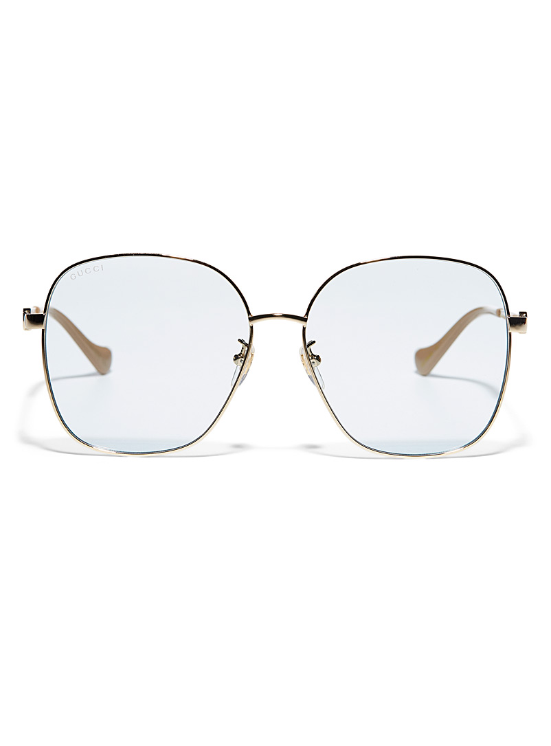 Gucci White Gold frame square sunglasses for women