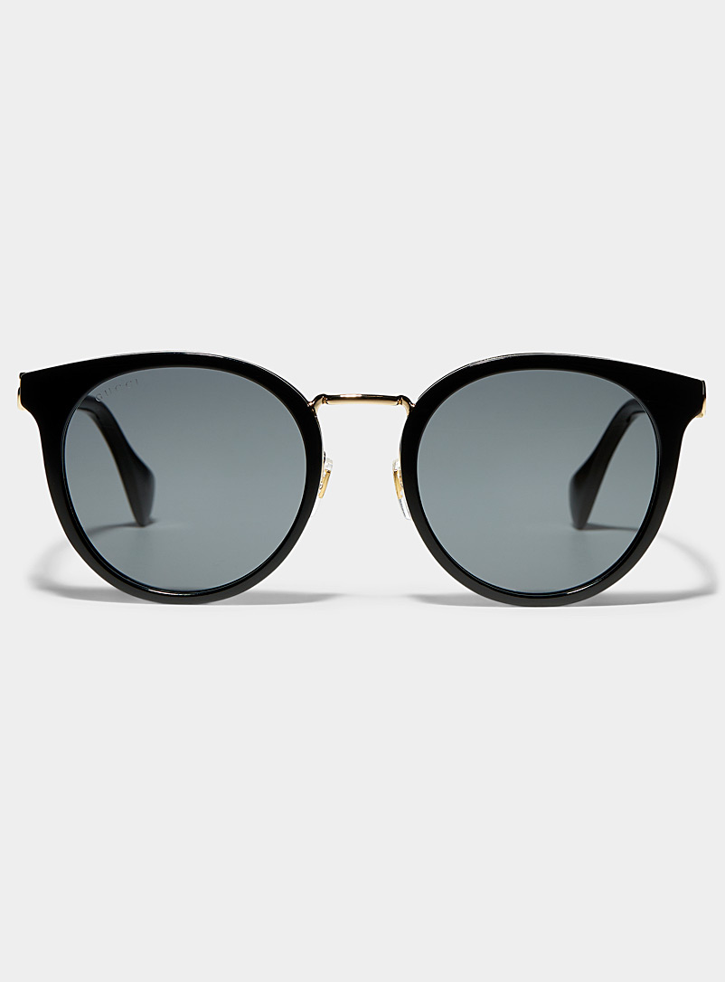 Gucci: Les lunettes de soleil oeil de chat arrondies accent métallique Oxford pour femme
