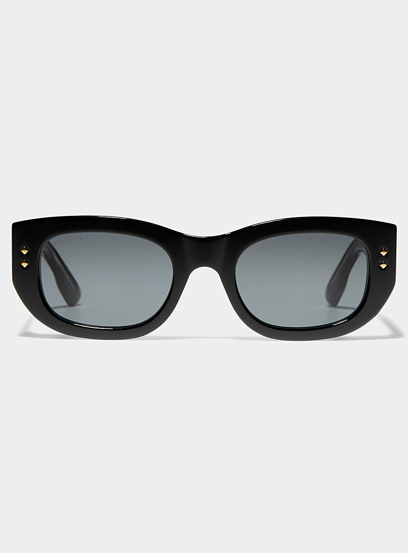 Gucci: Les lunettes de soleil rectangulaires noires Noir pour femme