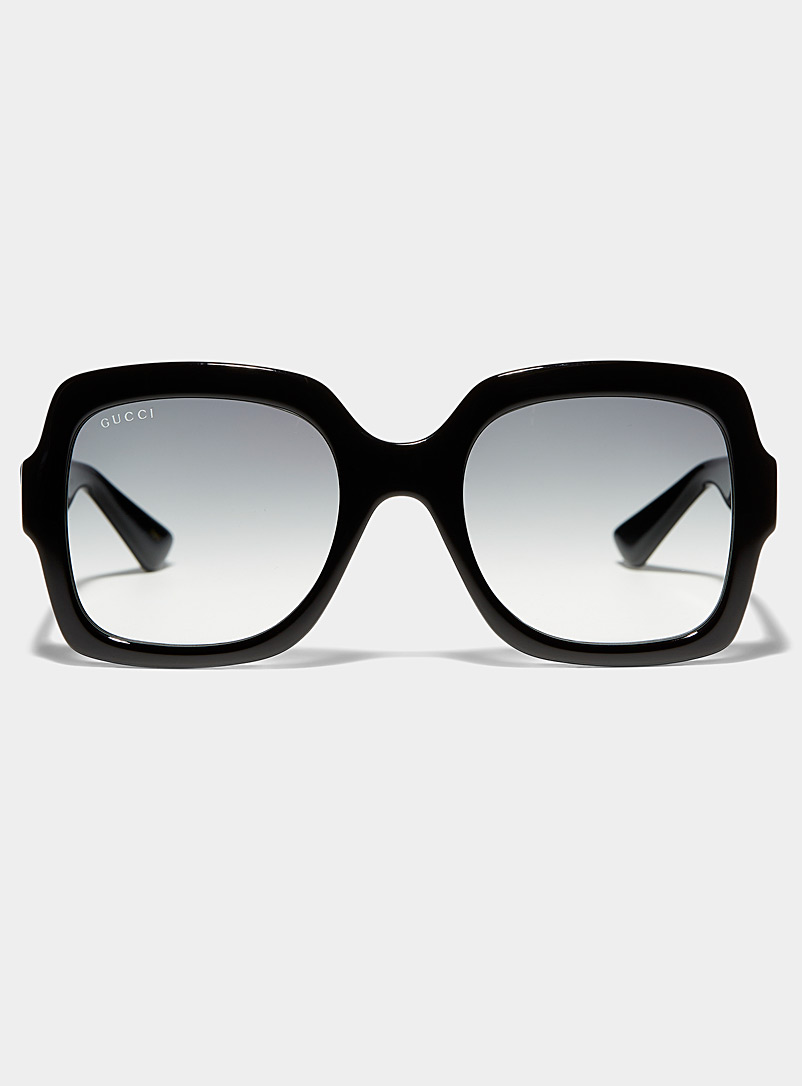 Gucci: Les lunettes de soleil carrées monogramme doré Noir pour femme