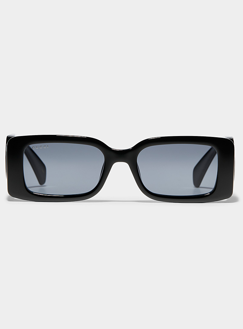 Gucci: Les lunettes de soleil rectangulaires monogramme ajouré Noir pour femme