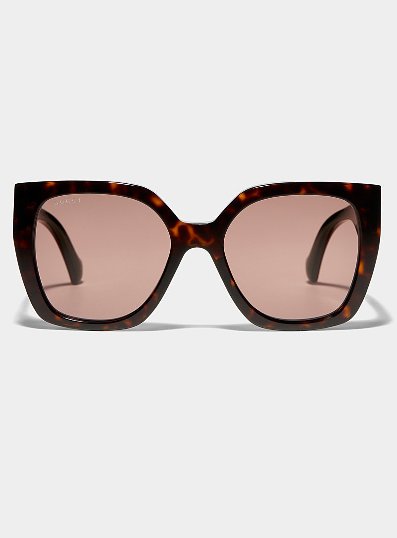 Gucci: Les lunettes de soleil carrées oeil de chat Brun pour femme