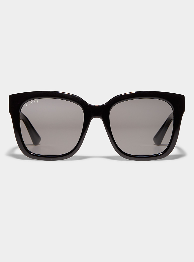 Gucci: Les lunettes de soleil minimalistes logo doré Noir pour femme