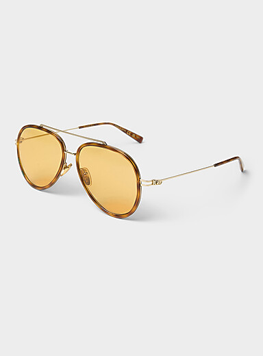 Mixed-material aviator sunglasses