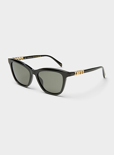 Les lunettes de soleil &oelig;il de chat rectangulaires branches logo