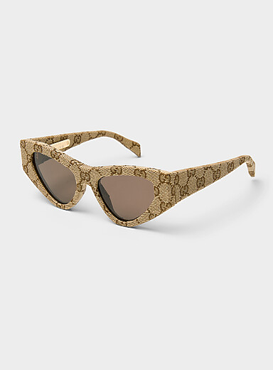 Textured fabric-covered cat-eye sunglasses