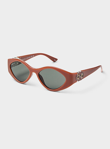 Tone-on-tone logo oval sunglasses