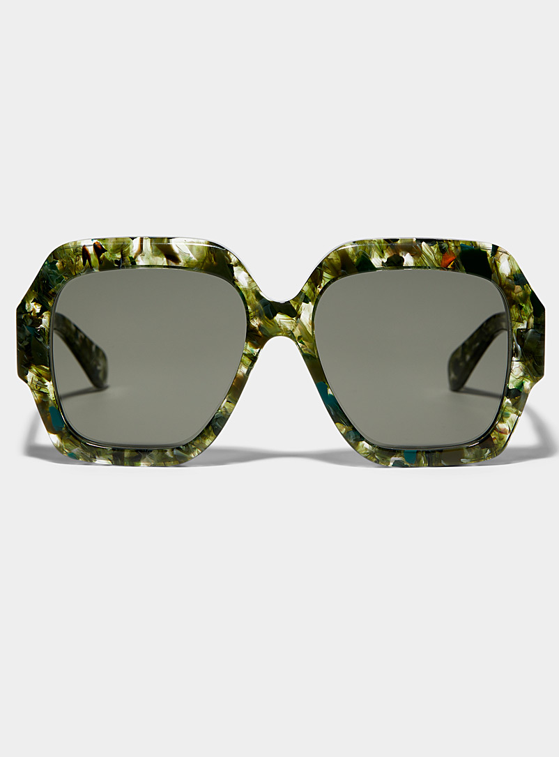 Chloé: Les lunettes de soleil carrées acétate recyclé Vert à motifs pour femme