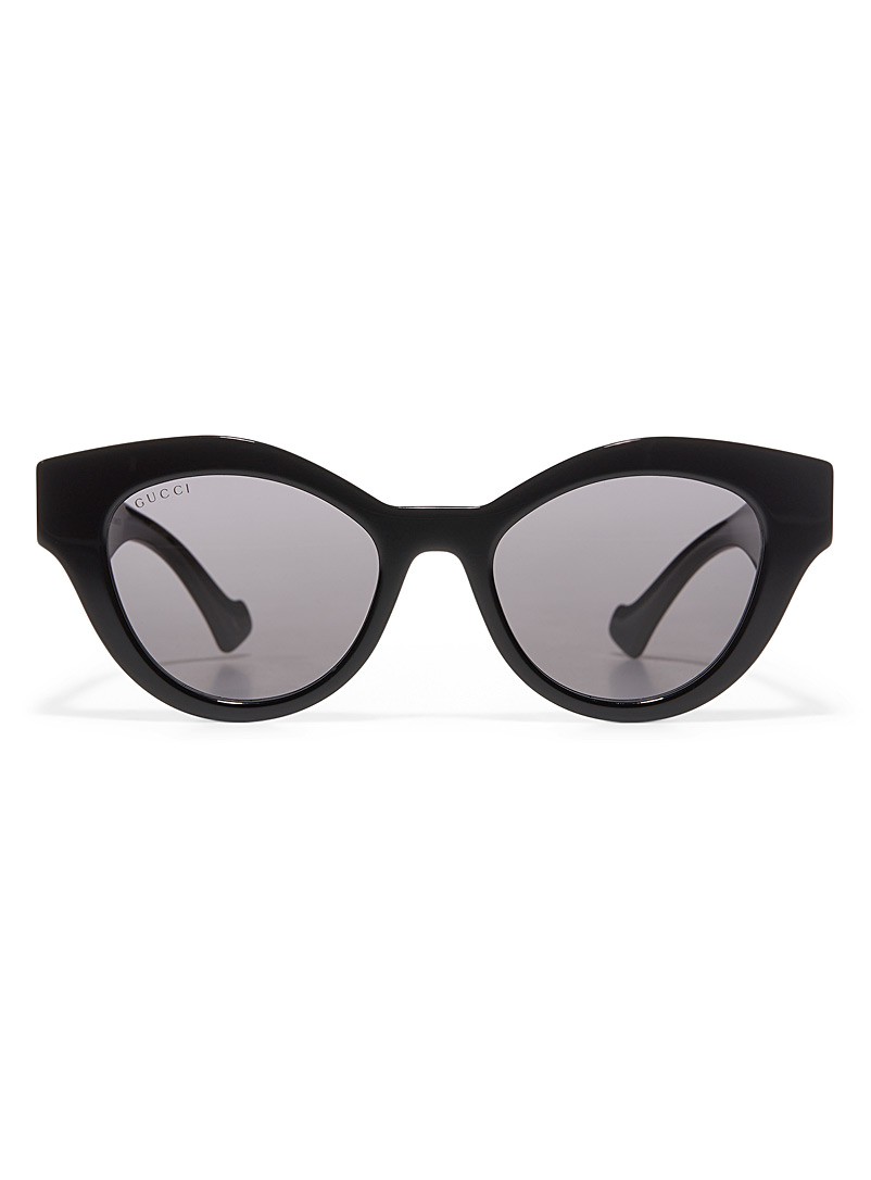 Gucci: Les lunettes de soleil œil de chat logo doré Noir pour femme