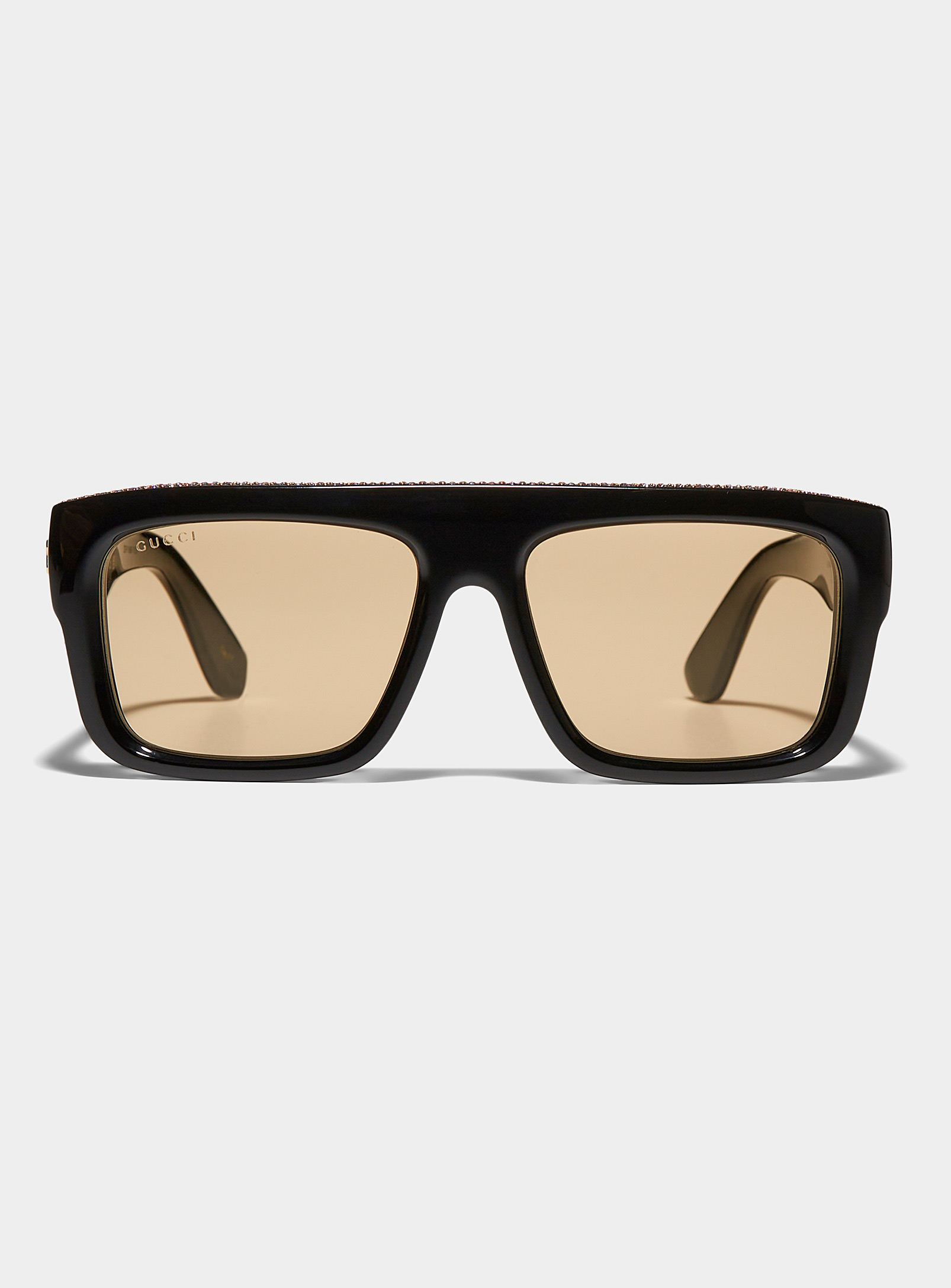 Gucci Rhinestone Trim Square Sunglasses In Brown