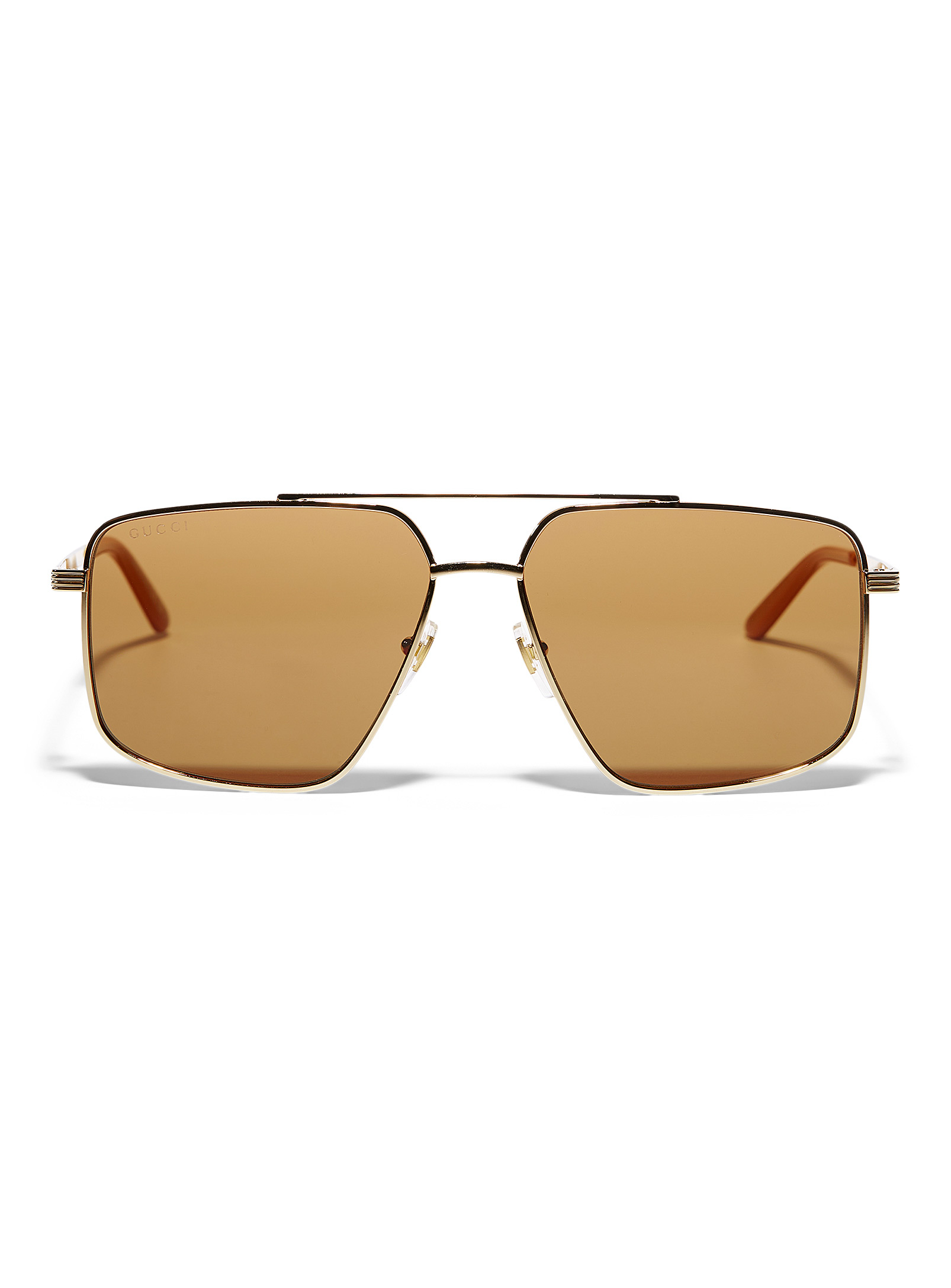 Gucci - Metallic gold geometric aviator sunglasses
