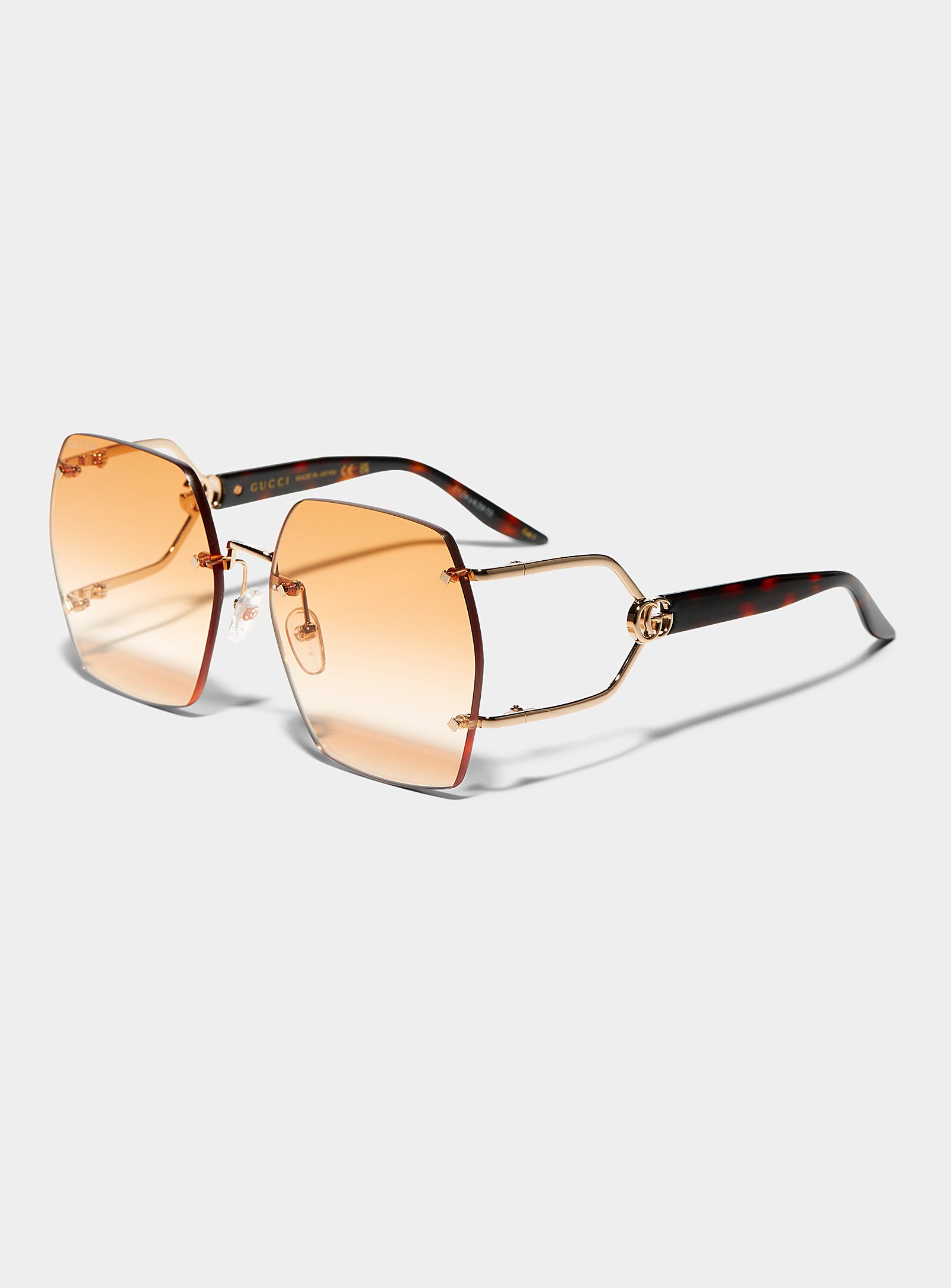 Gucci Split Temples Square Sunglasses In Brown