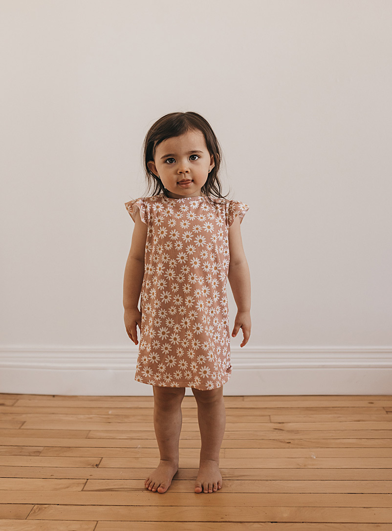 Lou & Bear: La robe manches à volants Enfant Écru à motifs