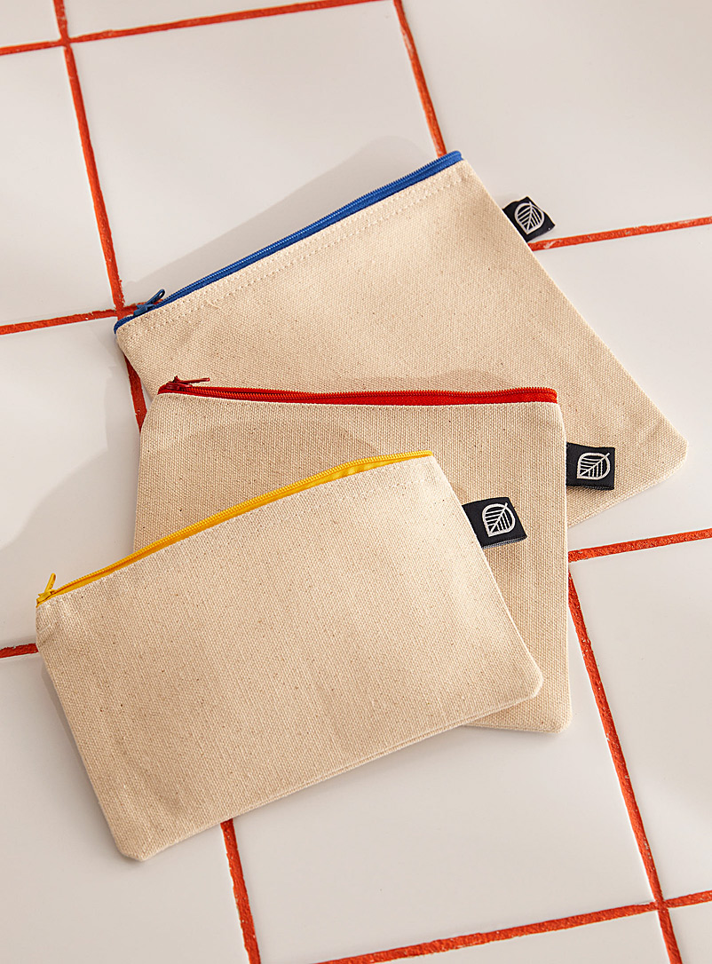 Simons Maison: Les sacs à collation bordure colorée Ensemble de 3 Beige crème