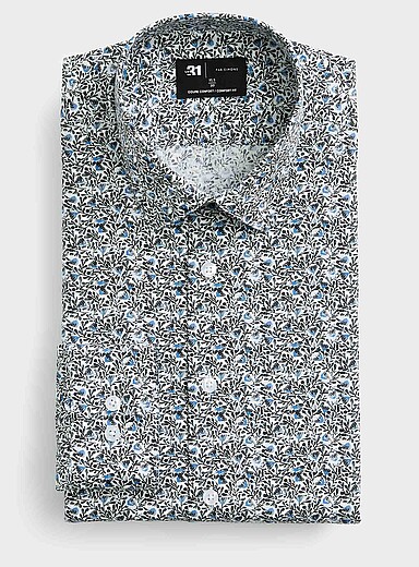 La chemise fleurs abstraites contraste <b>Coupe confort</b>