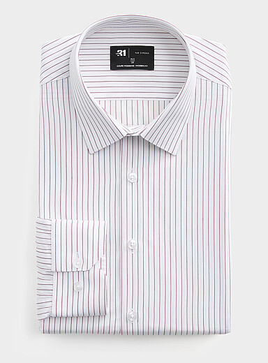 Le 31 White Two-tone fine-stripe shirt <b>Modern fit</b> for men