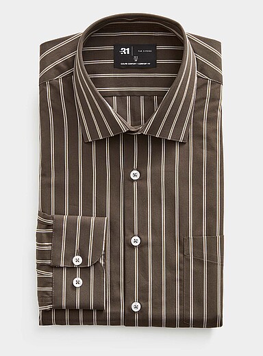 Le 31 Slate Grey Double stripe shirt <b>Comfort fit</b> for men
