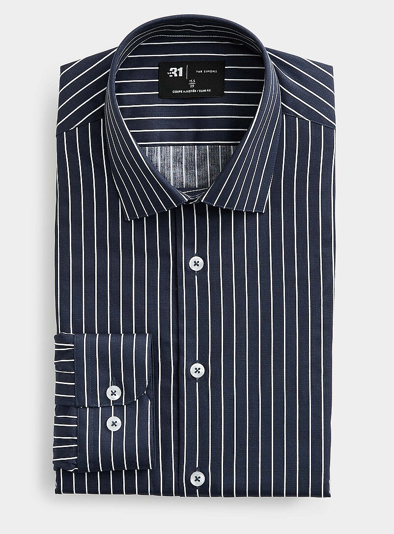 Navy nautical-stripe shirt Slim fit product image (primary)
