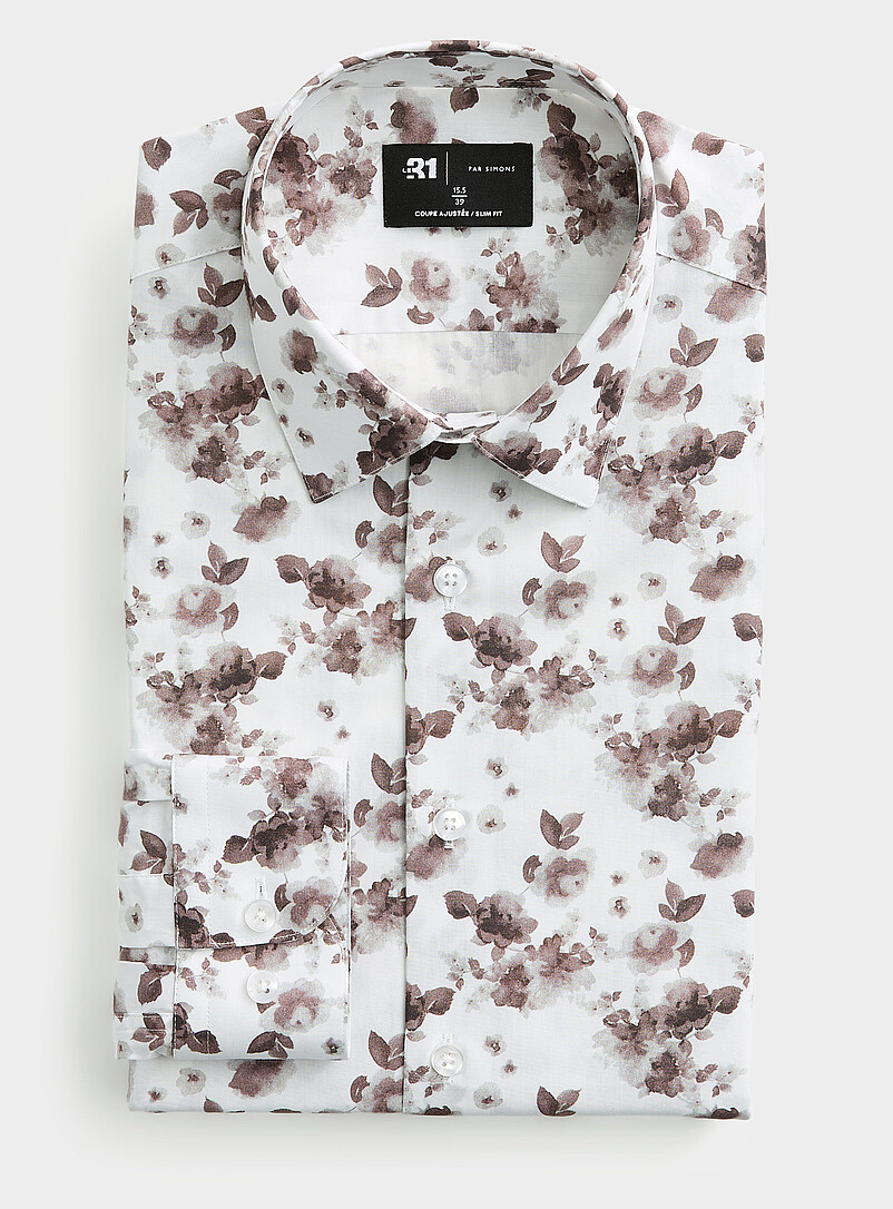 Sepia flowers shirt Slim fit product image (primary)