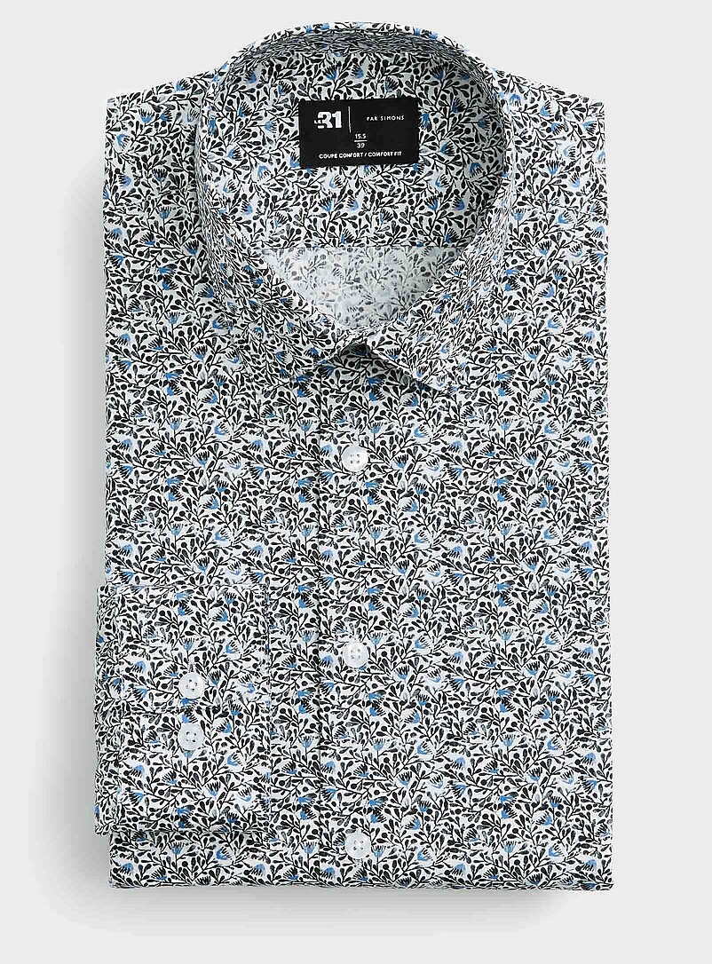 Contrast abstract flower shirt Comfort fit product image (primary)