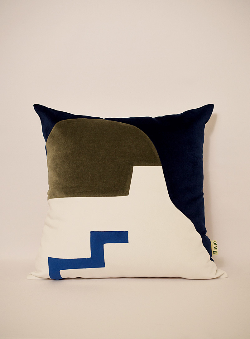 Flavio Black Idyllic Greece velvet cushion cover 51 x 51 cm