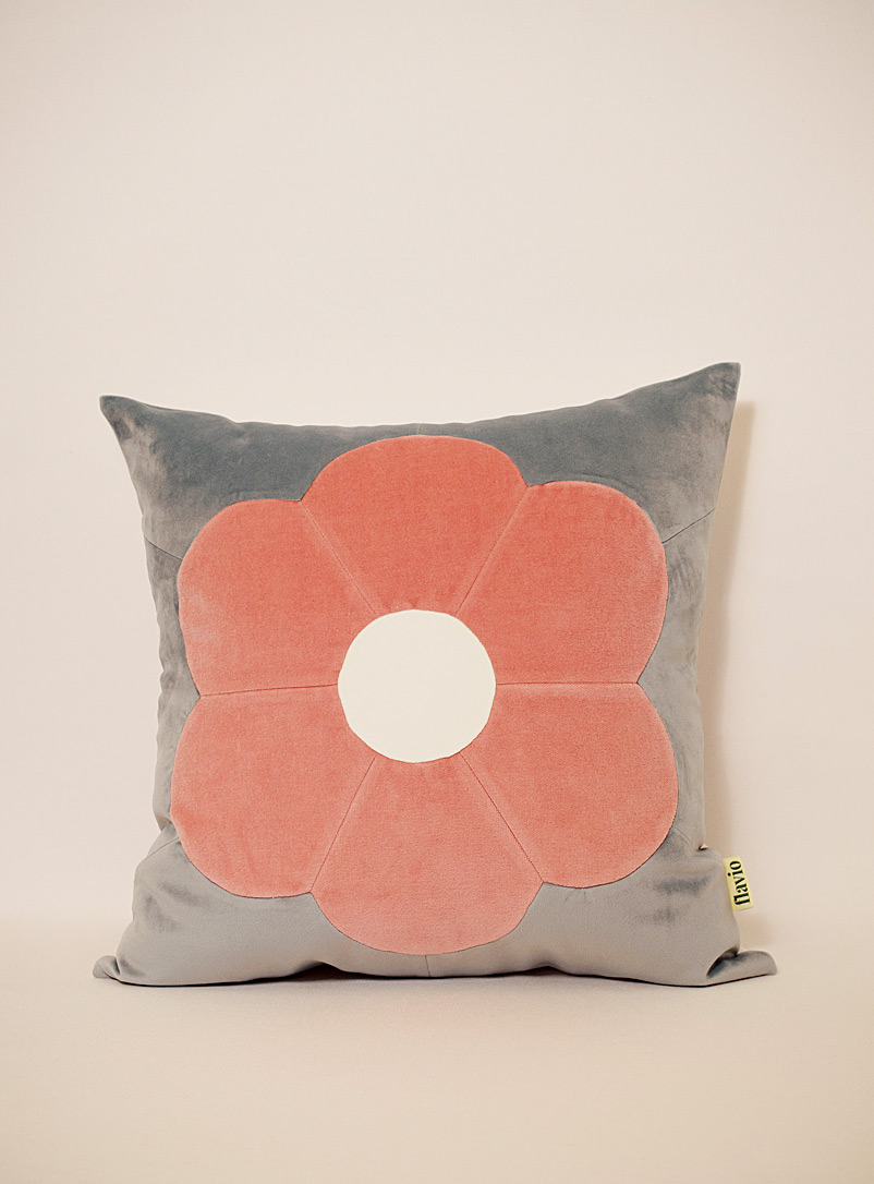 Flavio Pink Cheery flower velvet cushion cover 51 x 51 cm