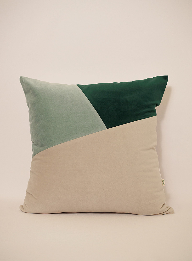 Flavio Lime Green Ode to the diagonal velvet cushion cover 30.5 x 30.5 cm