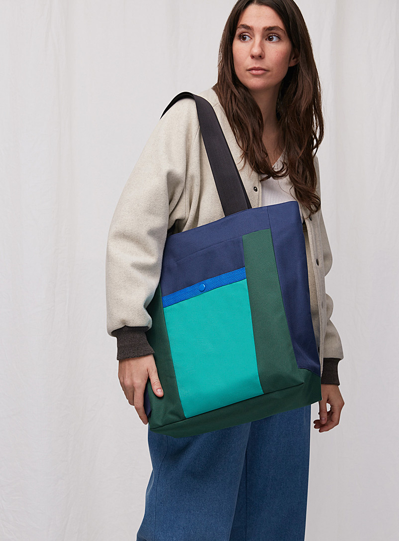 Flavio Teal Colour blocks utility tote bag Limited series