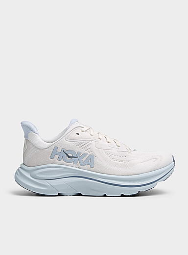 Hoka White and blue Clifton 10 oat and blue sneakers Women for women