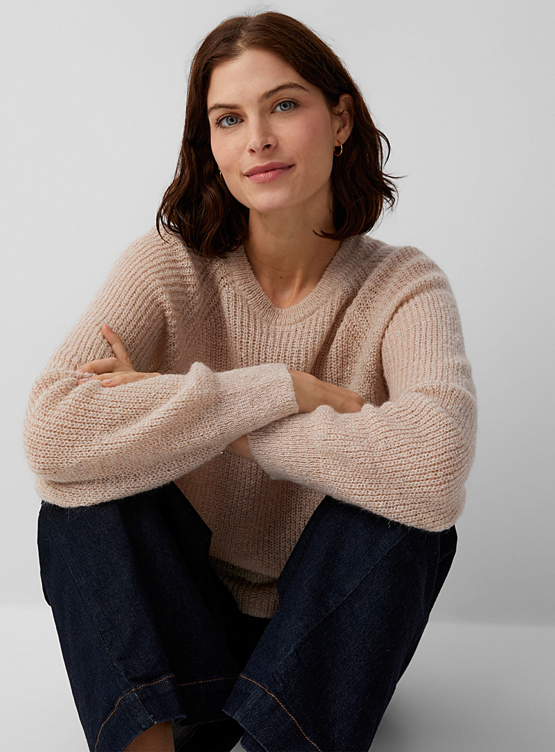 Contemporaine Sand Ribbed mohair raglan sweater for women