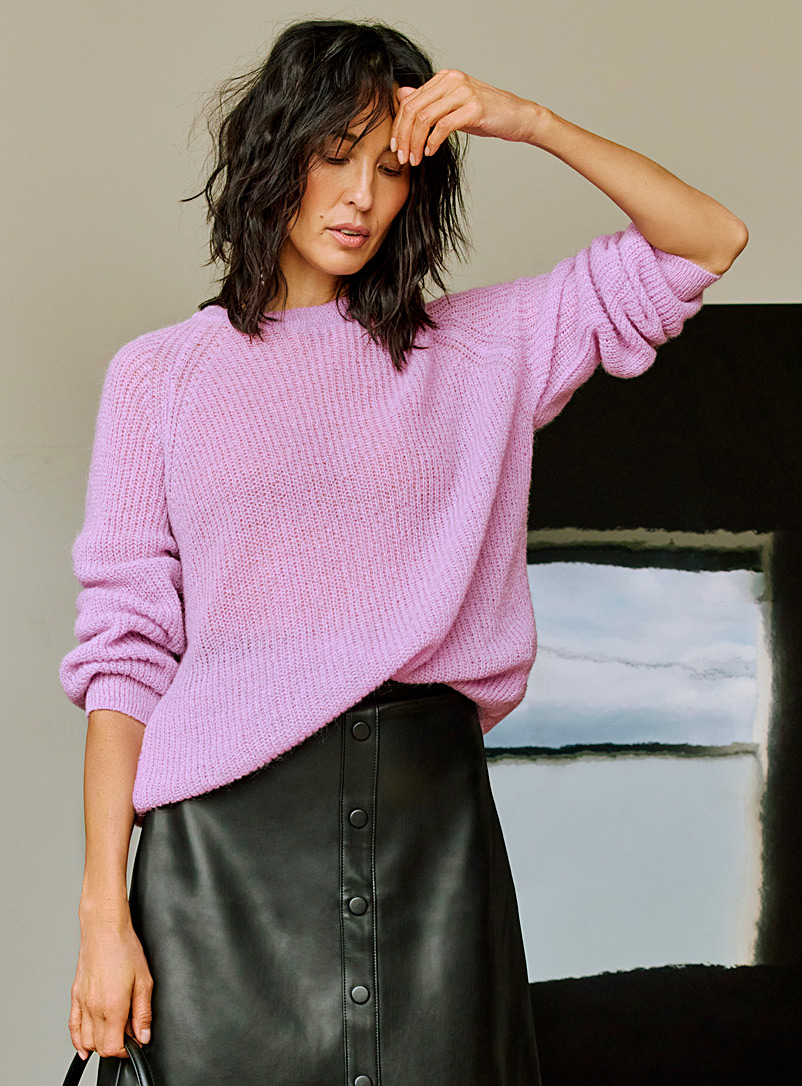 Contemporaine Lilac Ribbed mohair raglan sweater for women