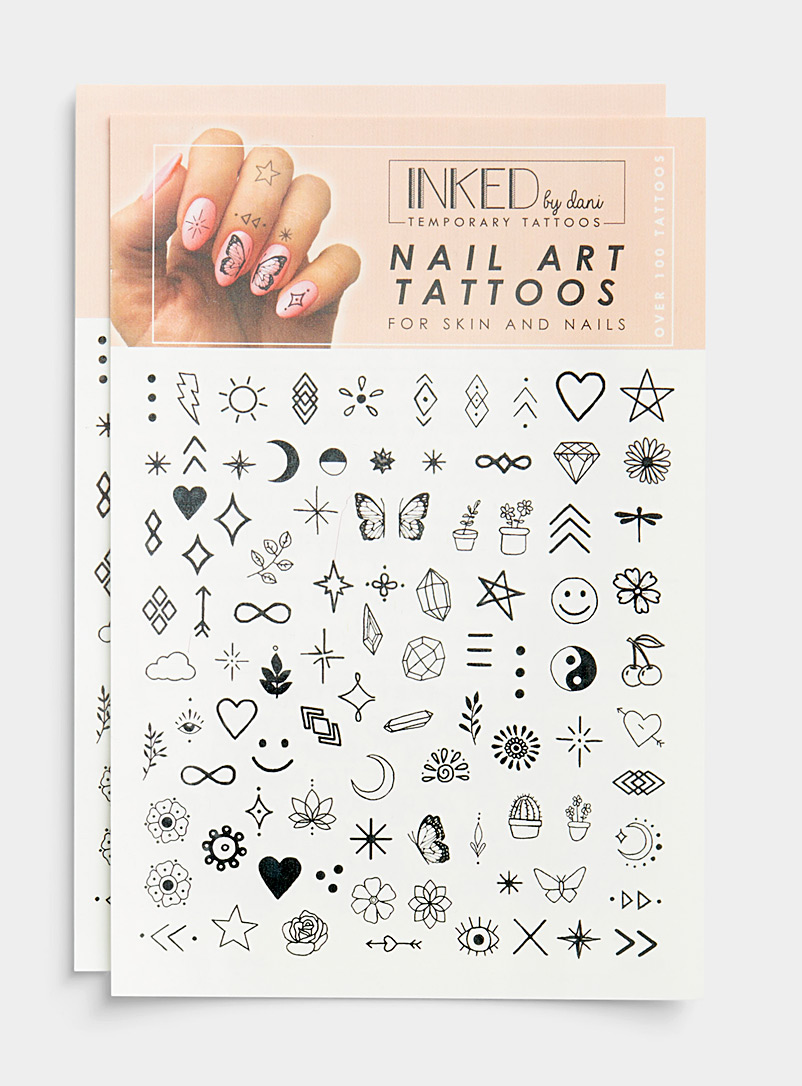 Simons: Les tatouages temporaires pour ongles Noir pour femme