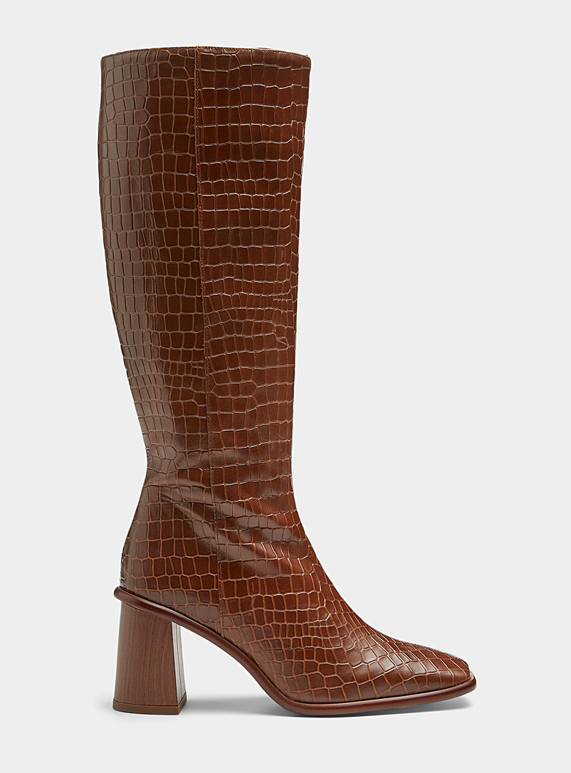 Alohas Brown East Croco leather knee-high boots Women for women