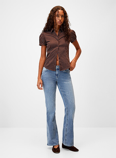 Twik Slate Blue Low-rise bootcut jean for women